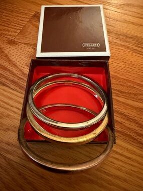 COACH Mixed Metal Bangle Bracelet Set in Gold and Silver Tones